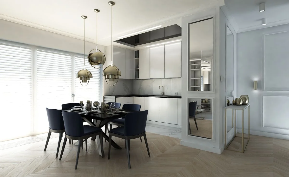 Wizualizacja wnętrza — mieszkanie 98 m², Warszawa, ujęcie 2