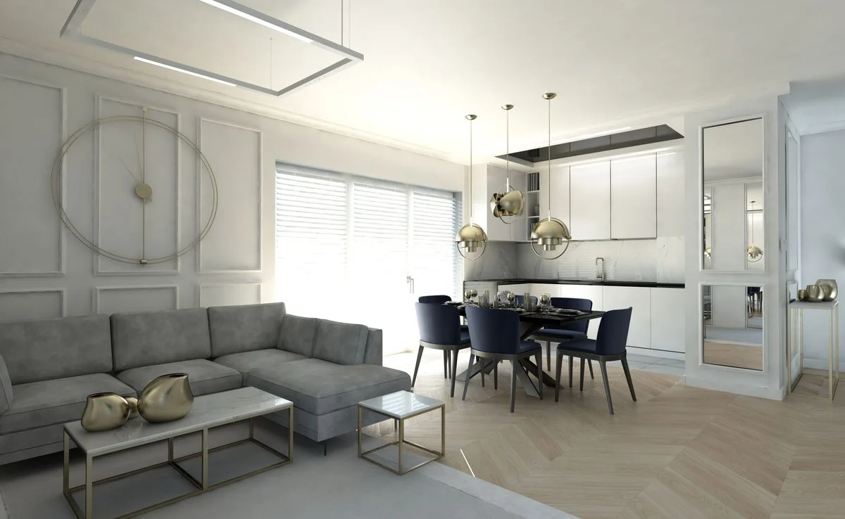 Wizualizacja wnętrza — mieszkanie 98 m², Warszawa, ujęcie 3